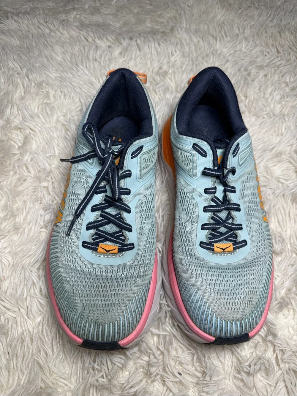 Hoka One One Women's Light Blue with Orange & Pink Running Shoes